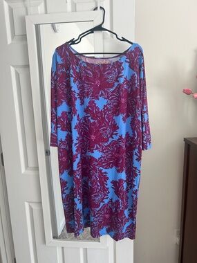 Lilly Pulitzer Blue and Magenta Floral Shift Dress